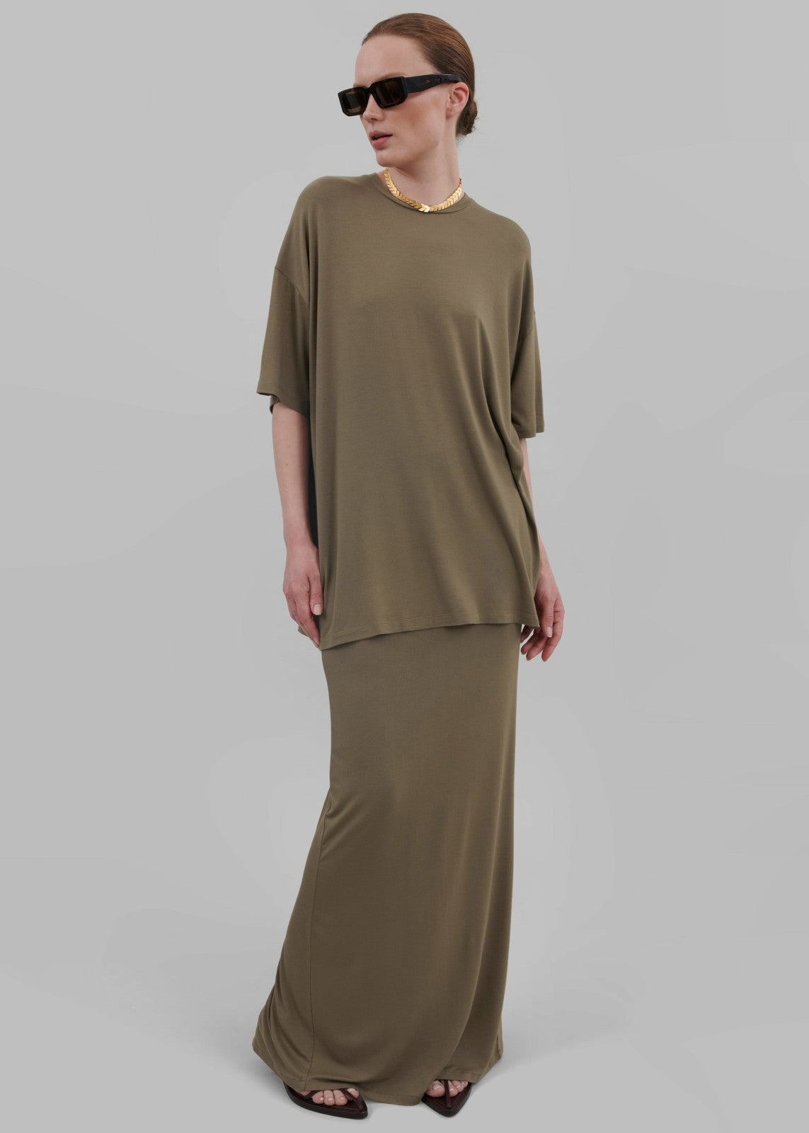 Ella Boxy Tee - Khaki Brown
