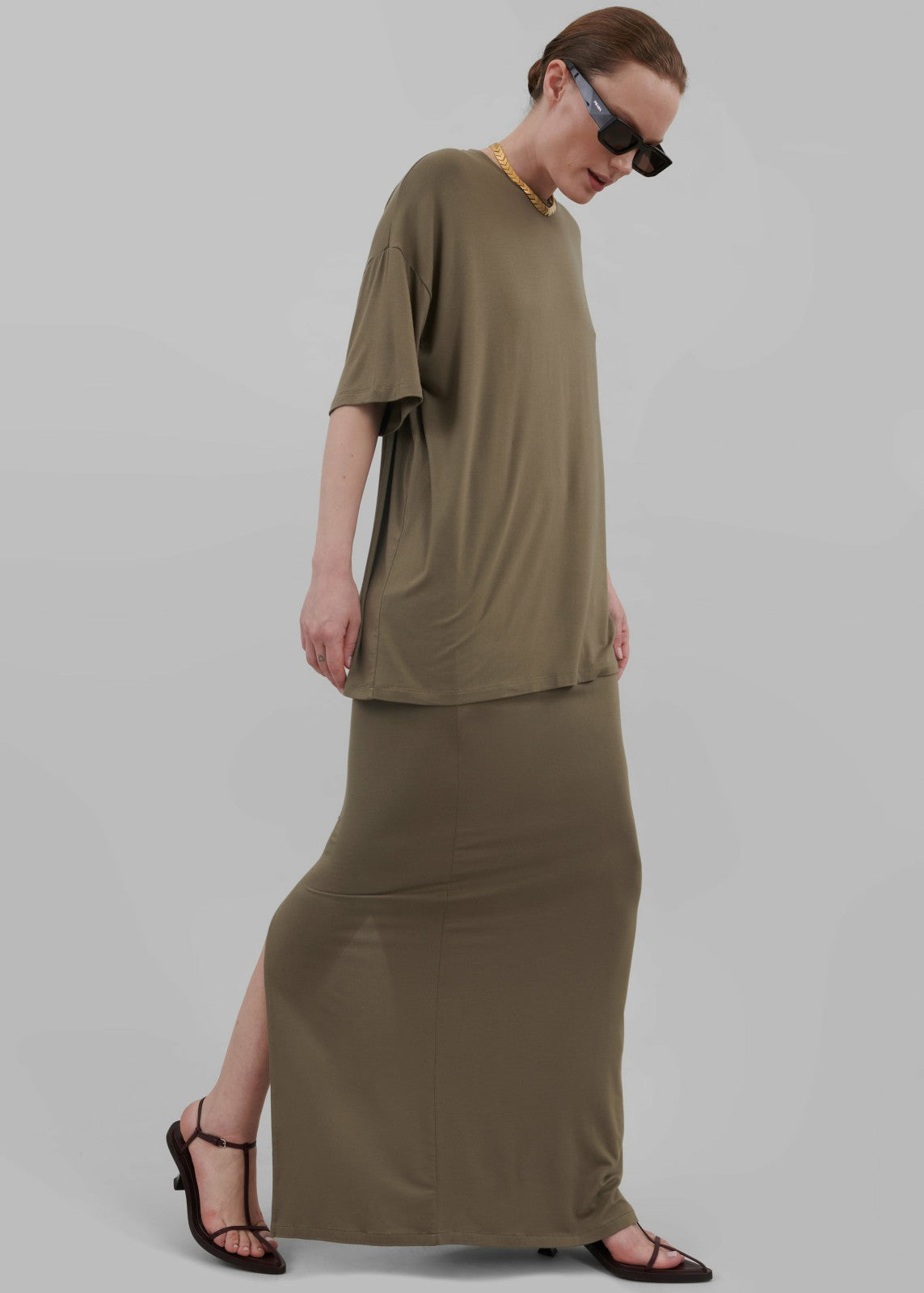 Ella Boxy Tee - Khaki Brown