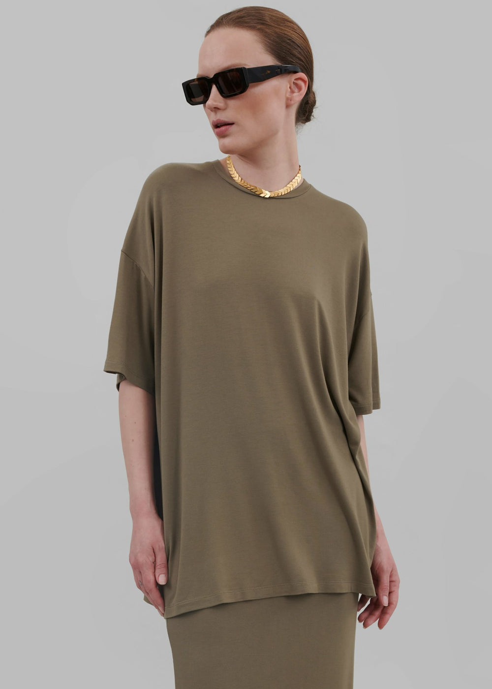 Ella Boxy Tee - Khaki Brown