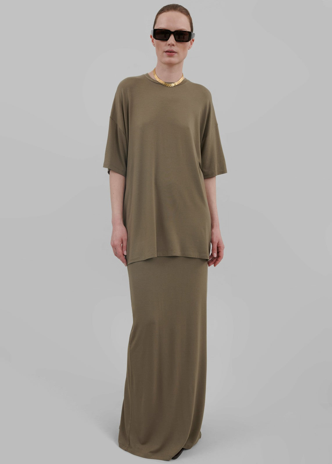 Ella Boxy Tee - Khaki Brown