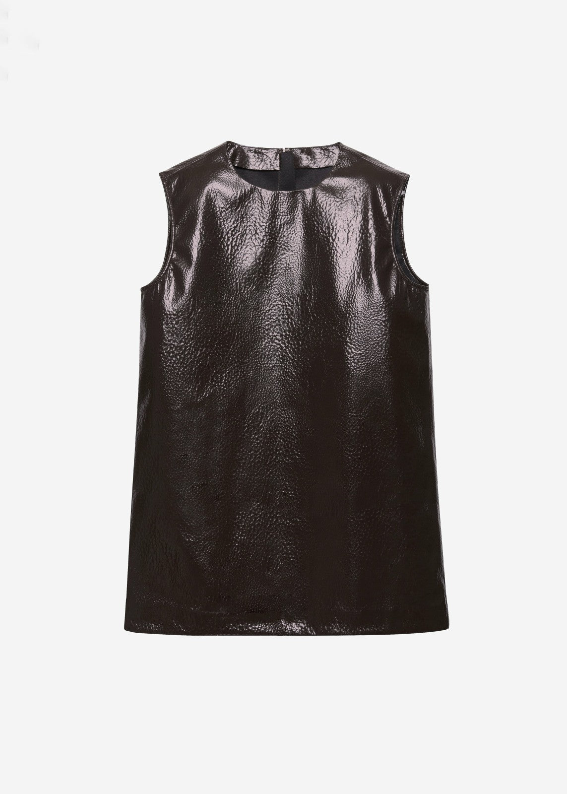 Amaris Crackled Faux Leather Tank Top - Brown