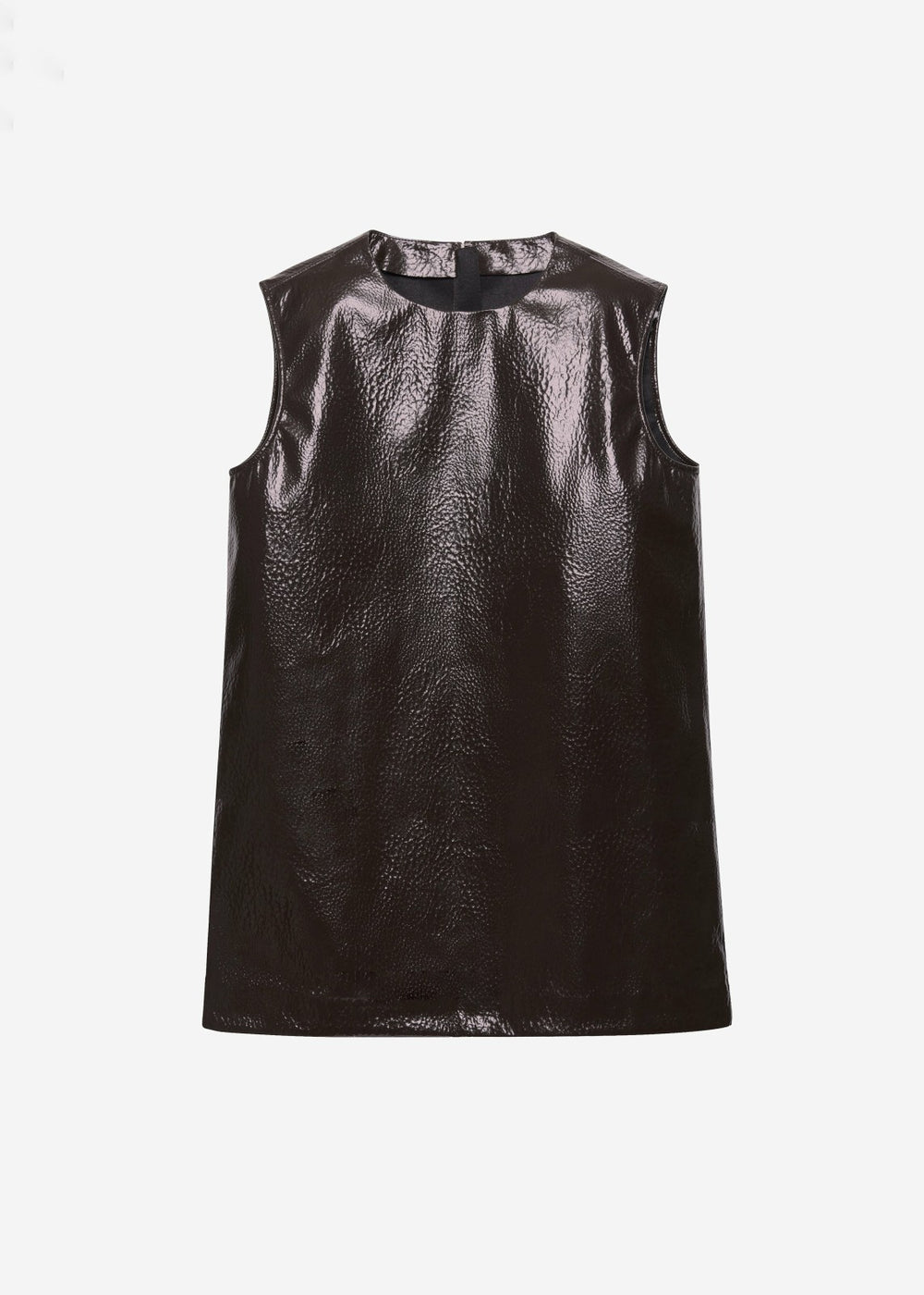Amaris Crackled Faux Leather Tank Top - Brown