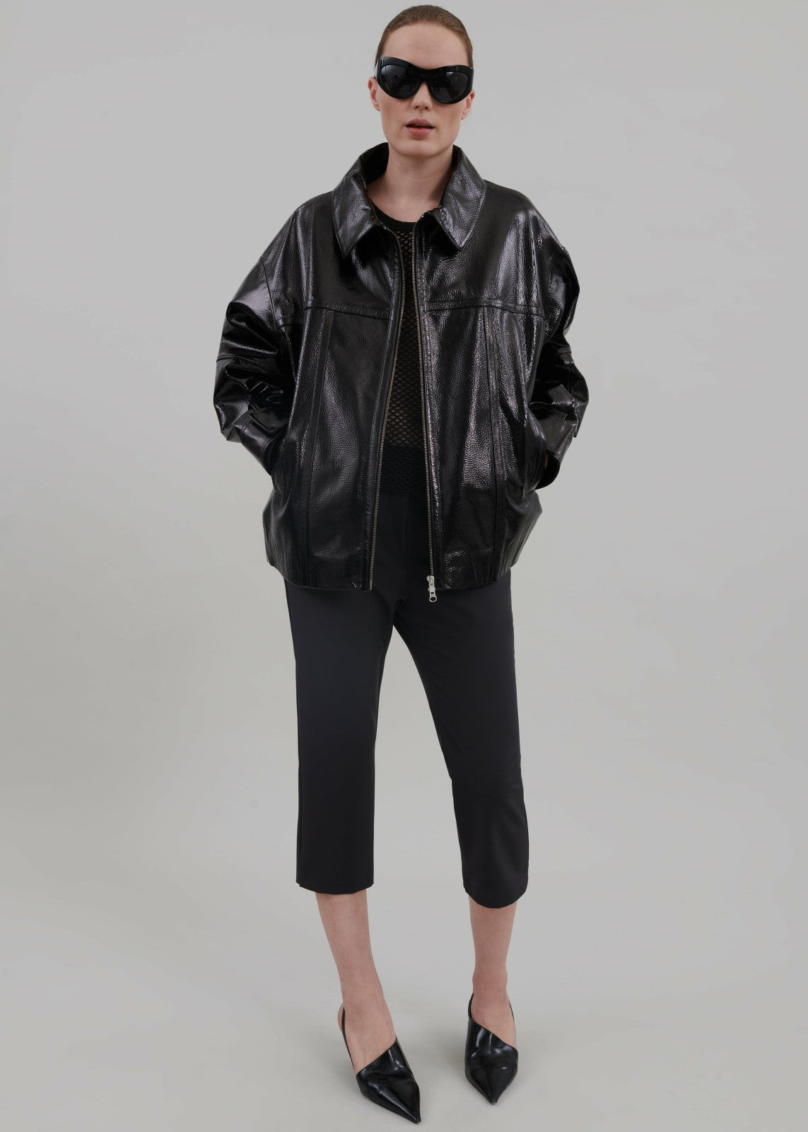 Arbor Crackled Faux Leather Jacket - Black