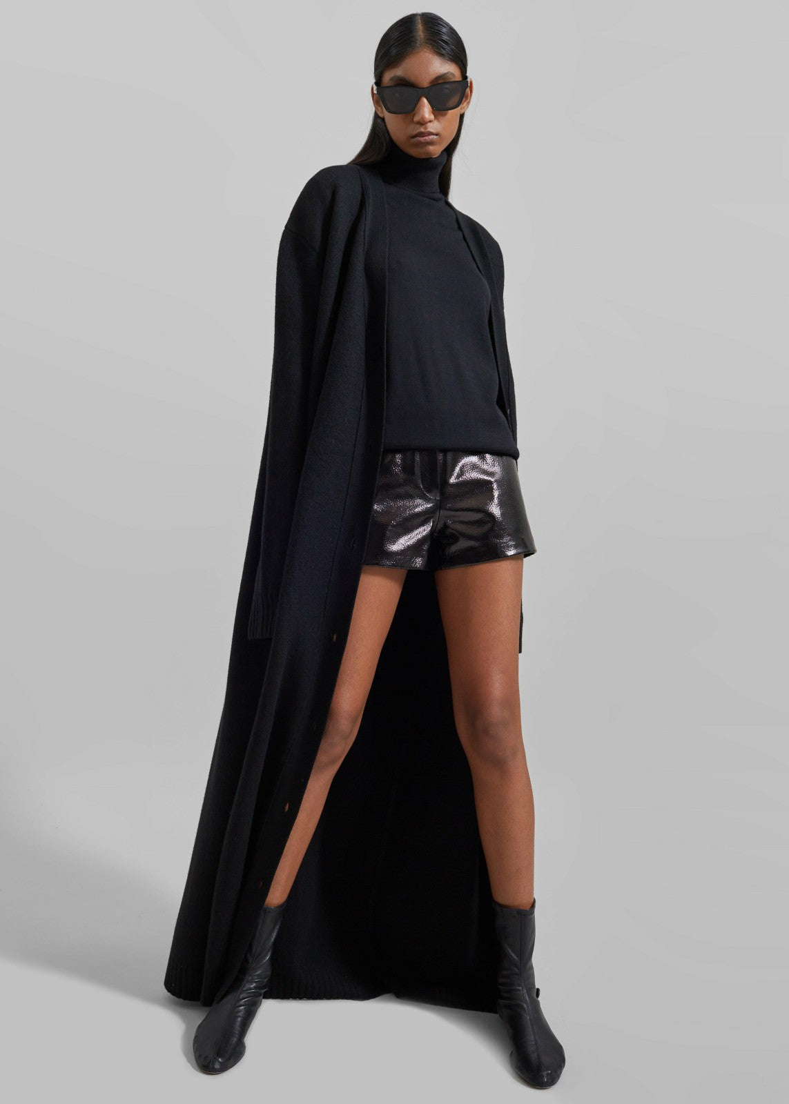 Kate Crackled Faux Leather Mini Shorts - Black