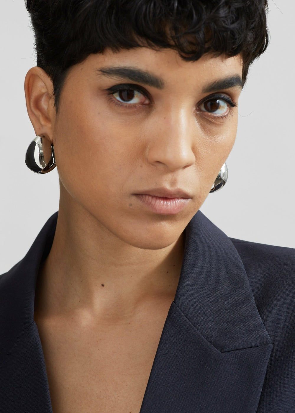 Coperni Creole Logo Earrings - Silver