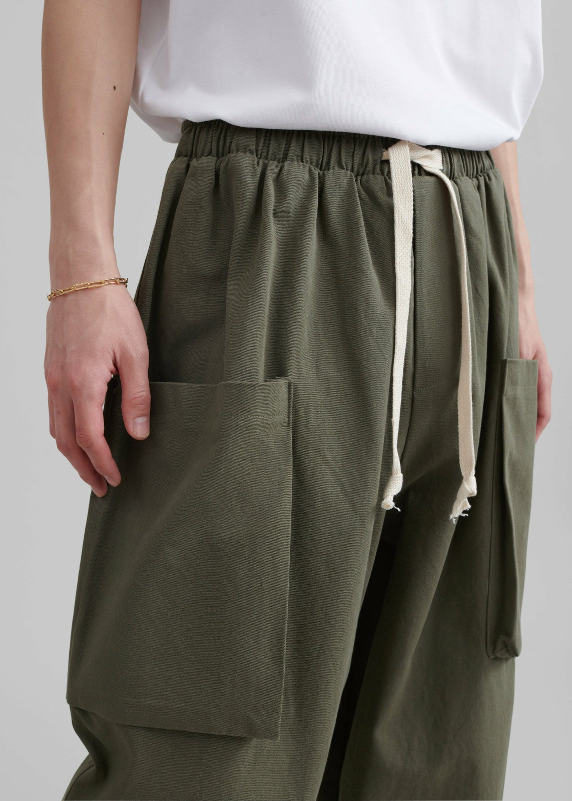 Lauri Drawstring Cargo Pants - Khaki