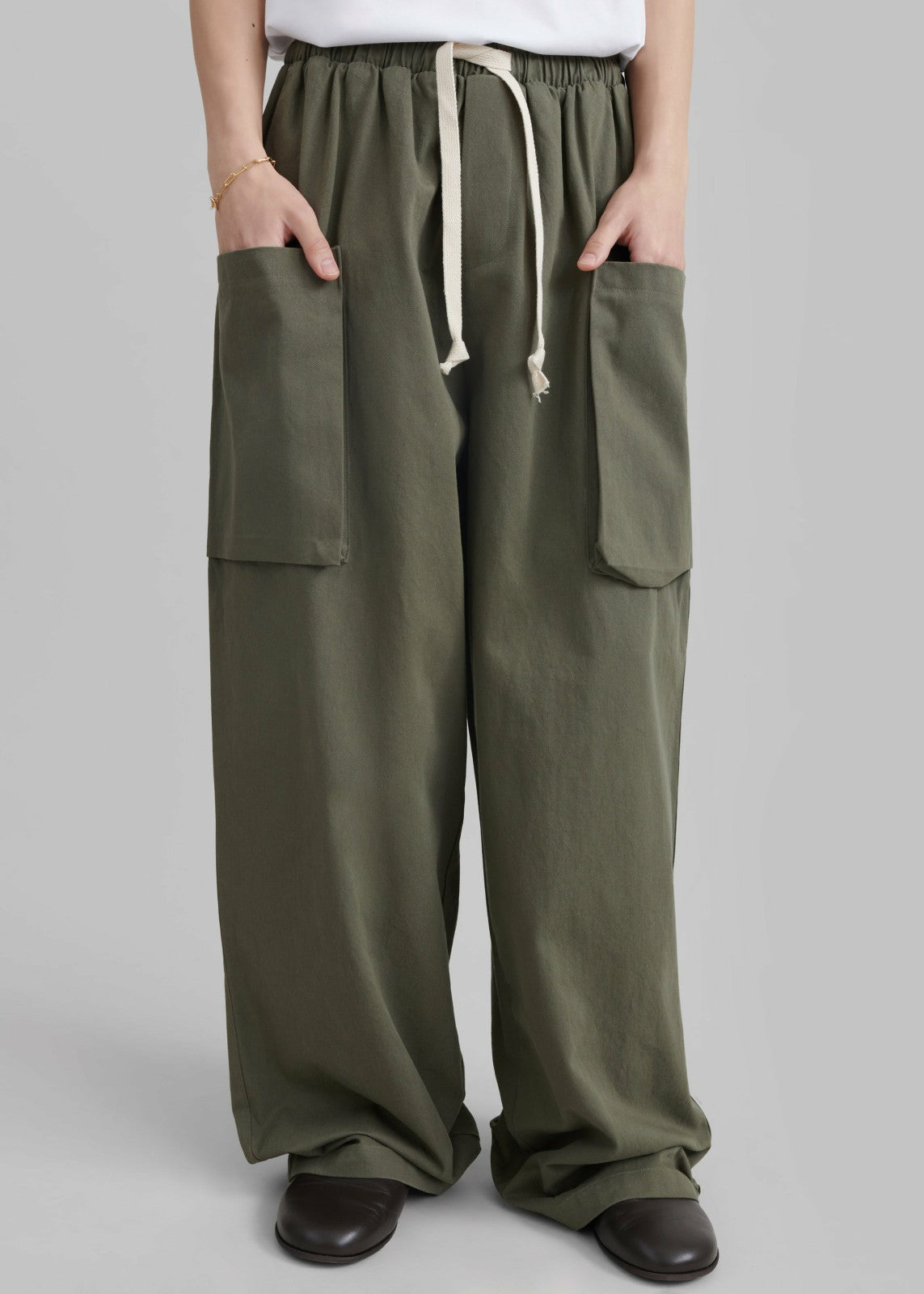 Lauri Drawstring Cargo Pants - Khaki