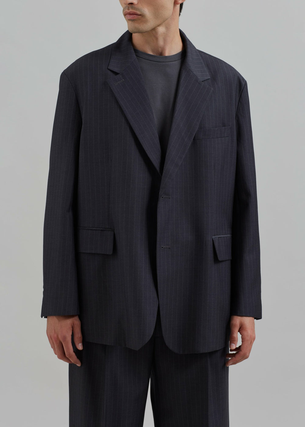 Beo Blazer - Charcoal/White Pinstripe