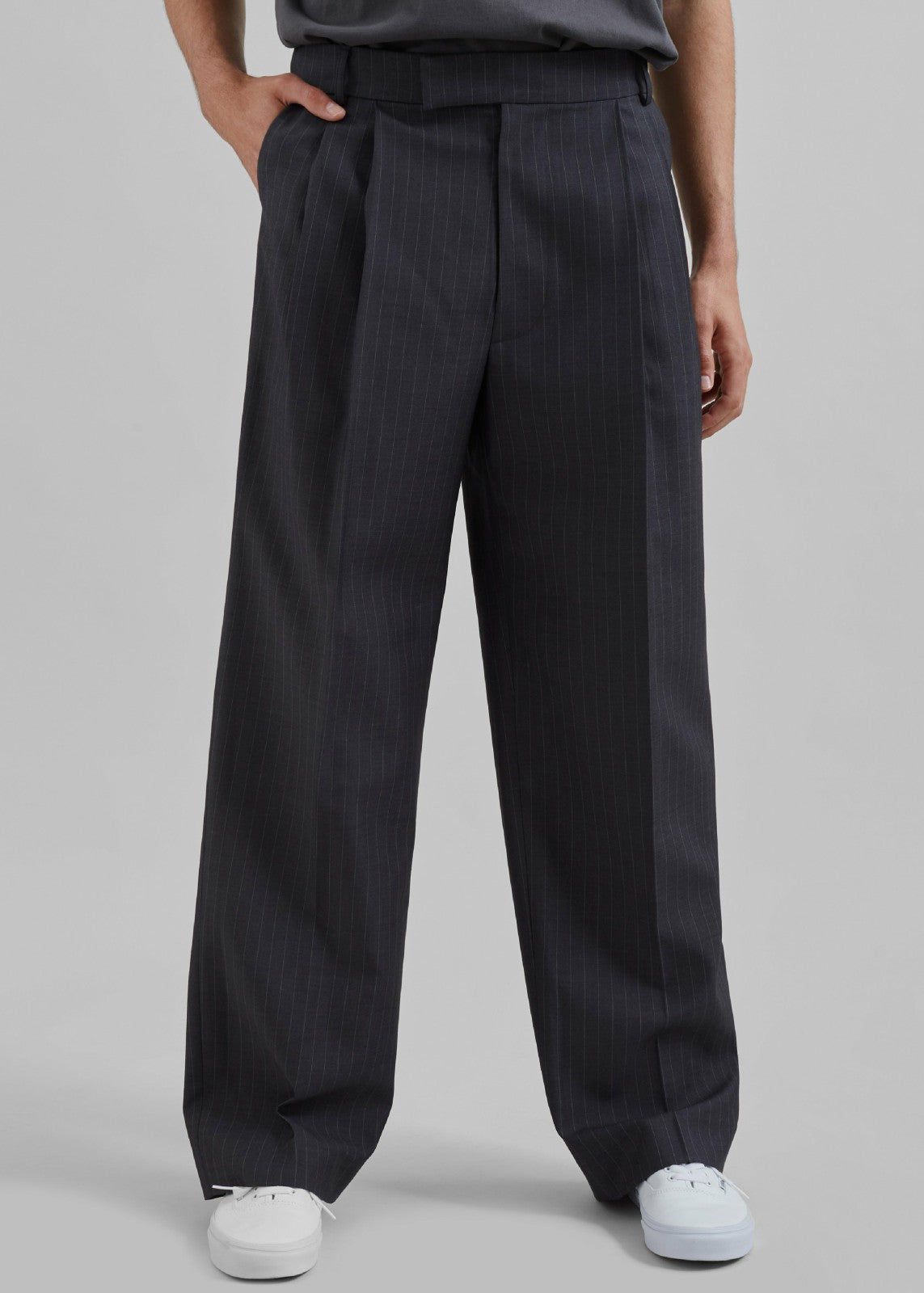 Beo Suit Pants - Charcoal/White Pinstripe