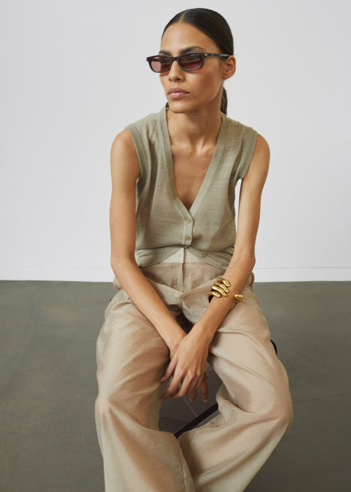 Abra Sheer Trousers - Beige