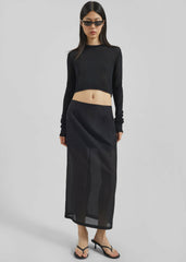 Lenore Semi Sheer Midi Skirt - Black