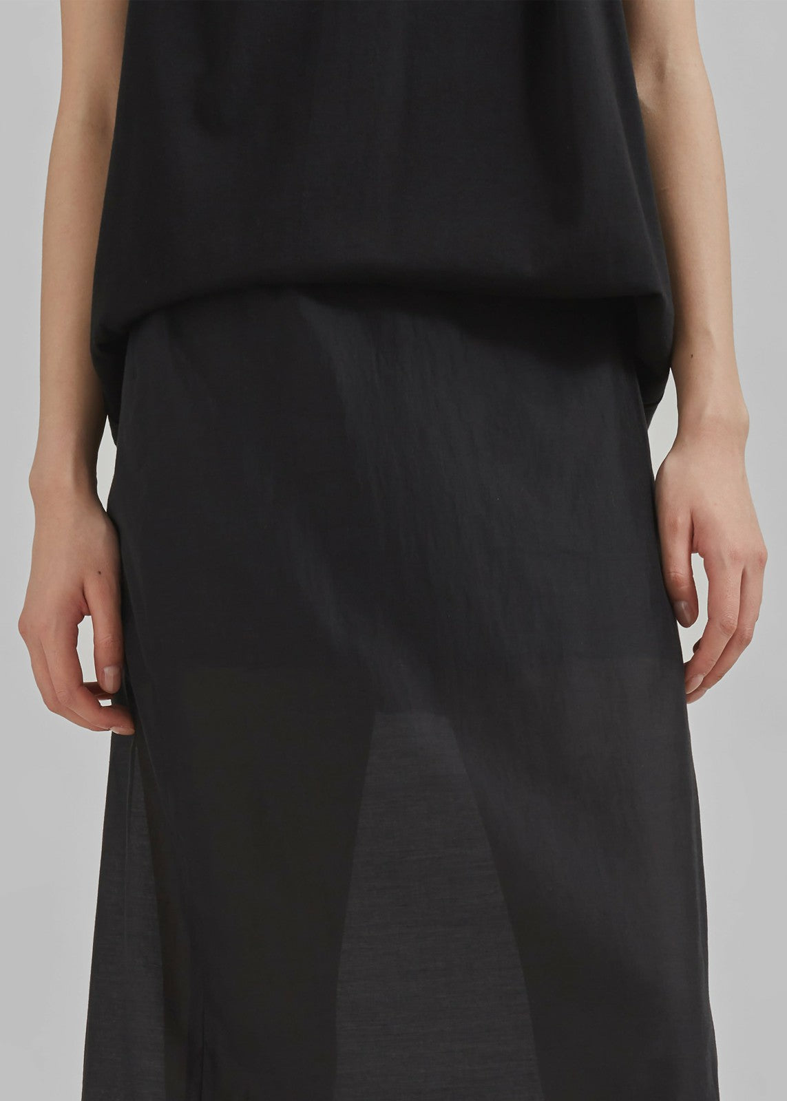 Lenore Semi Sheer Midi Skirt - Black