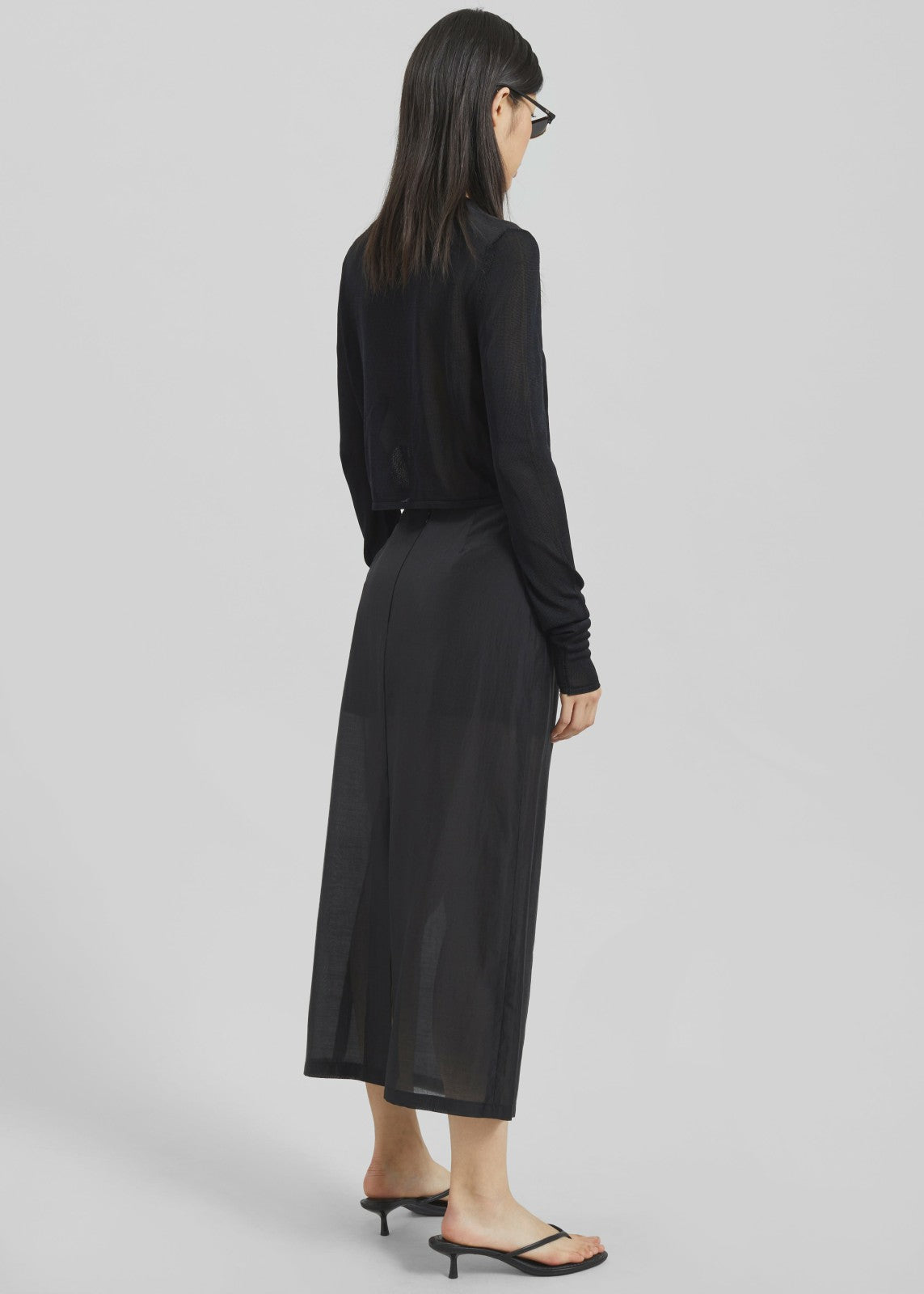 Lenore Semi Sheer Midi Skirt - Black