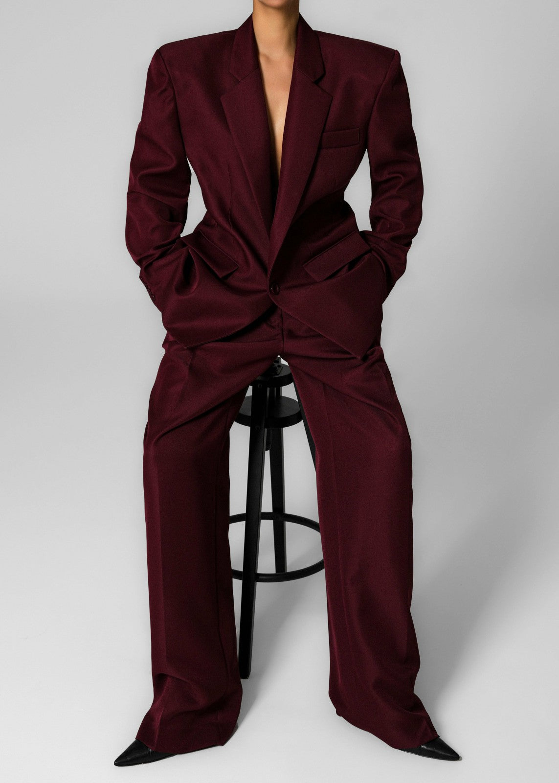 Tansy Pleated Trousers - Burgundy