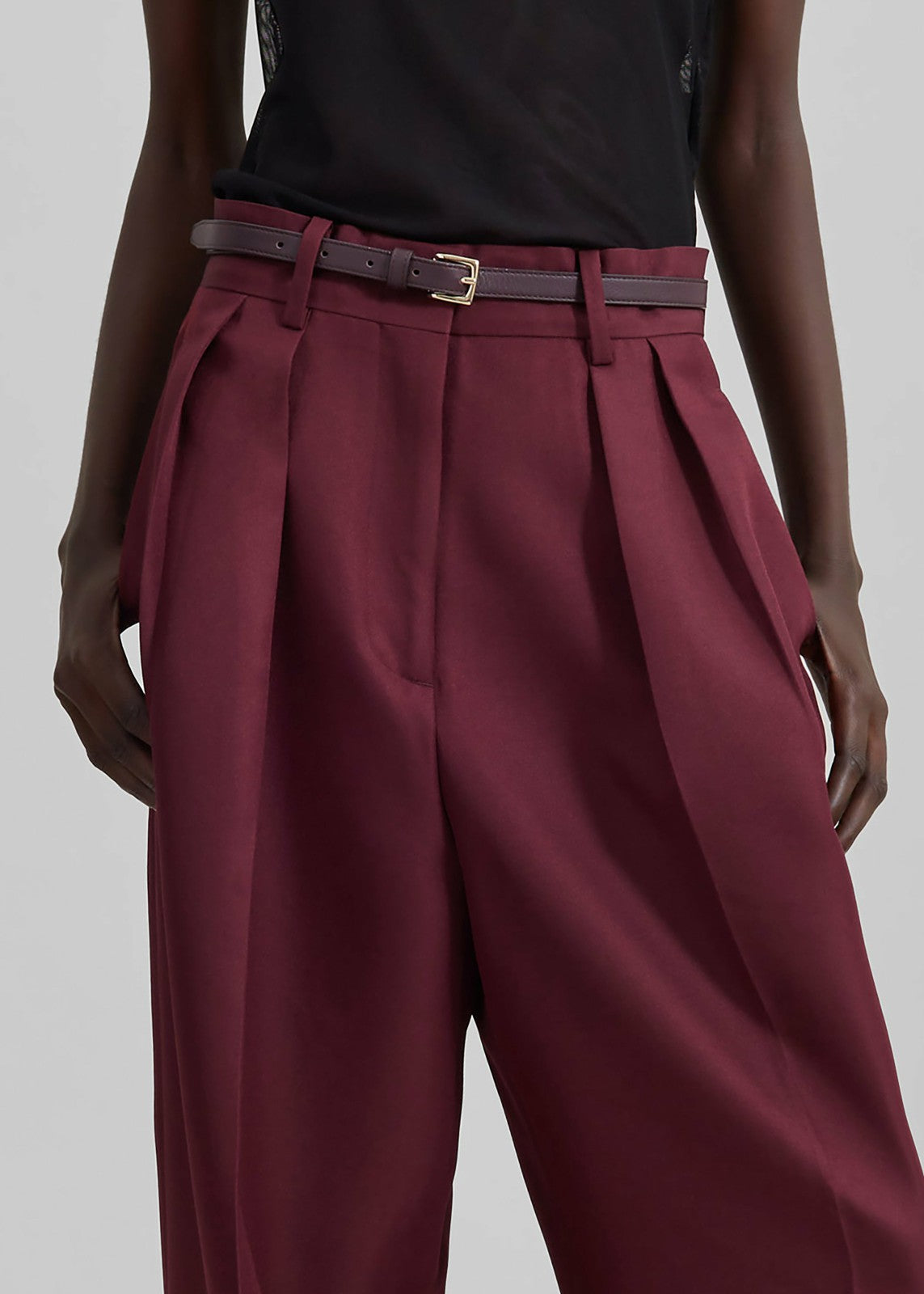 Tansy Pleated Trousers - Burgundy