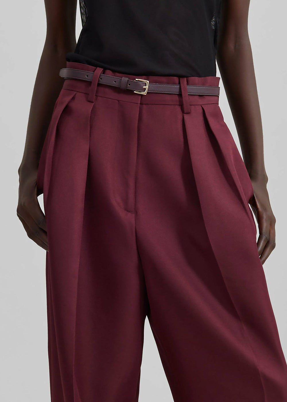 Tansy Pleated Trousers - Burgundy