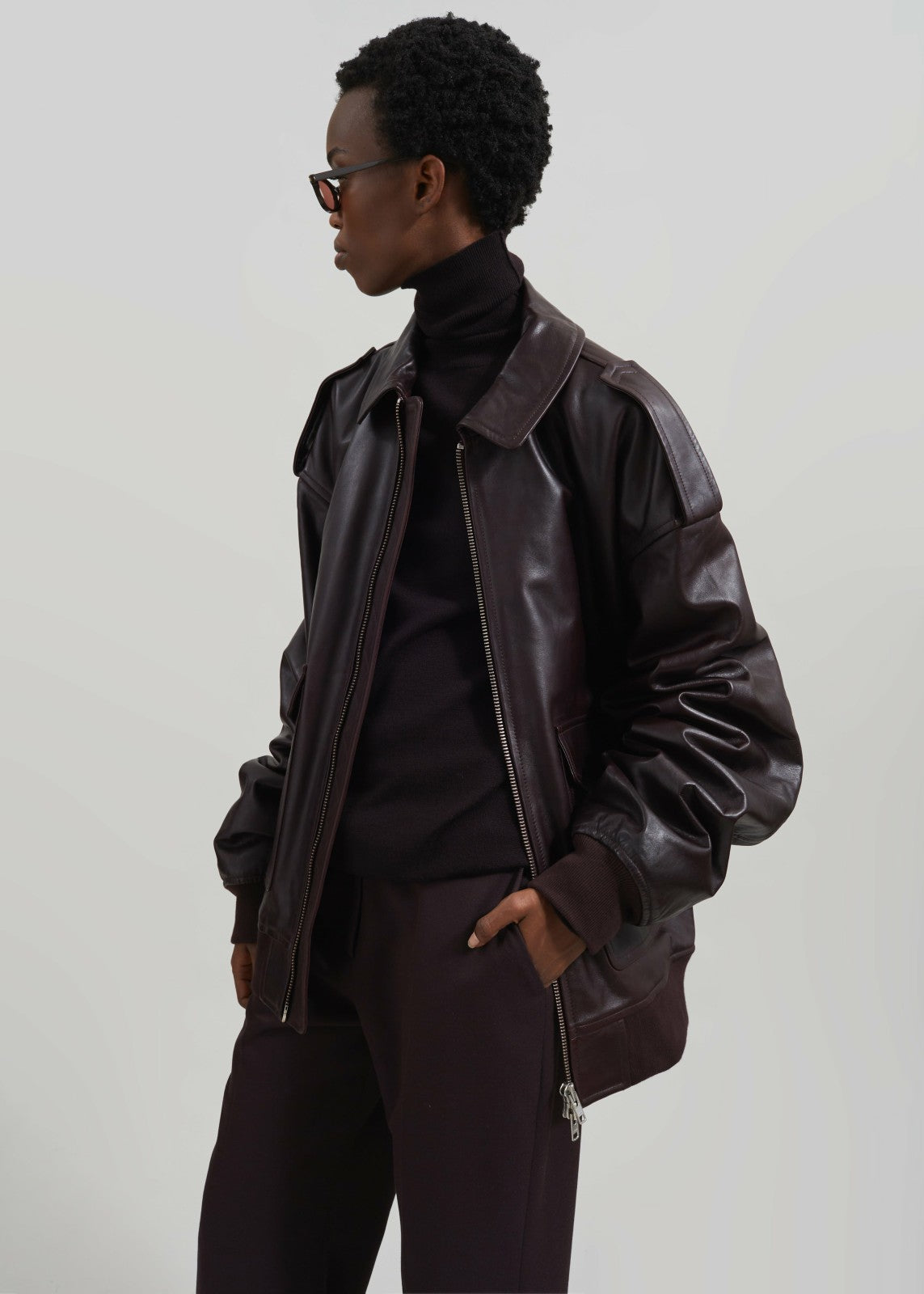 Viper Leather Jacket - Dark Plum