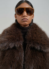Hope Faux Fur Jacket - Brown