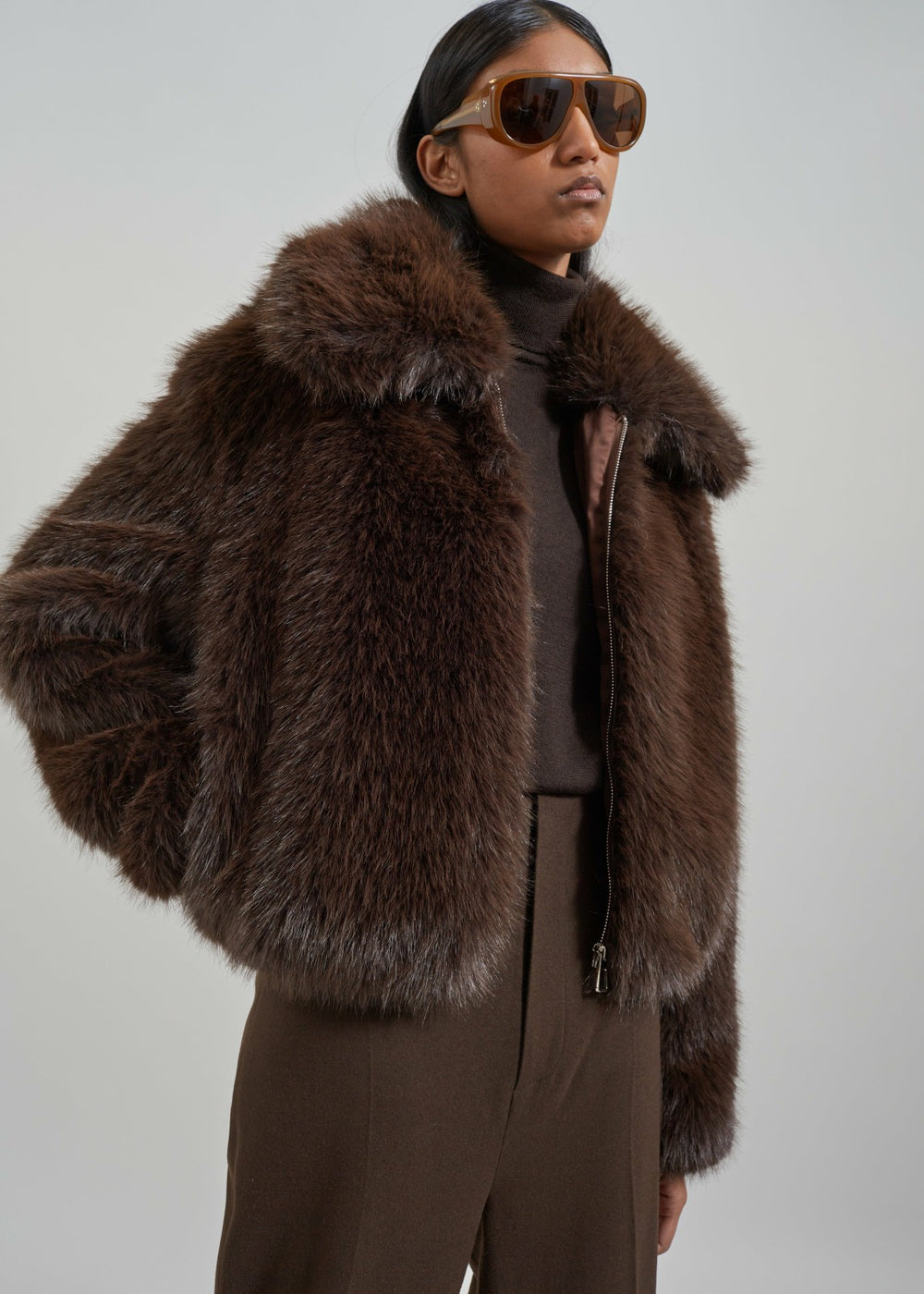 Hope Faux Fur Jacket - Brown