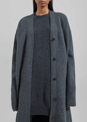 Emi Long Knit Cardigan - Dark Grey Melange