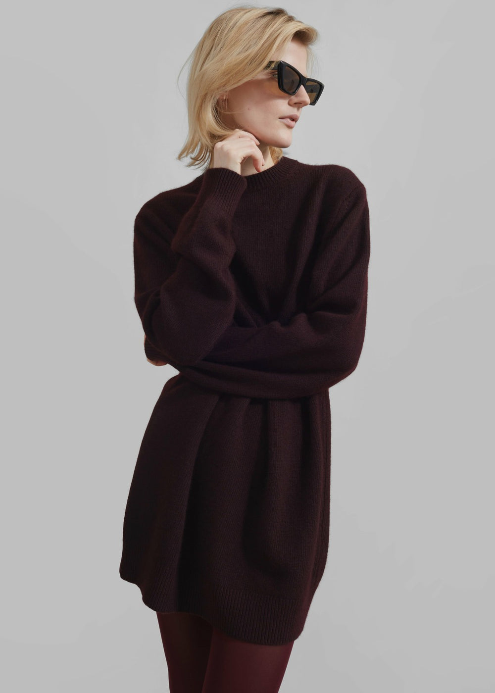 Maxime Knit Sweater Dress - Dark Plum