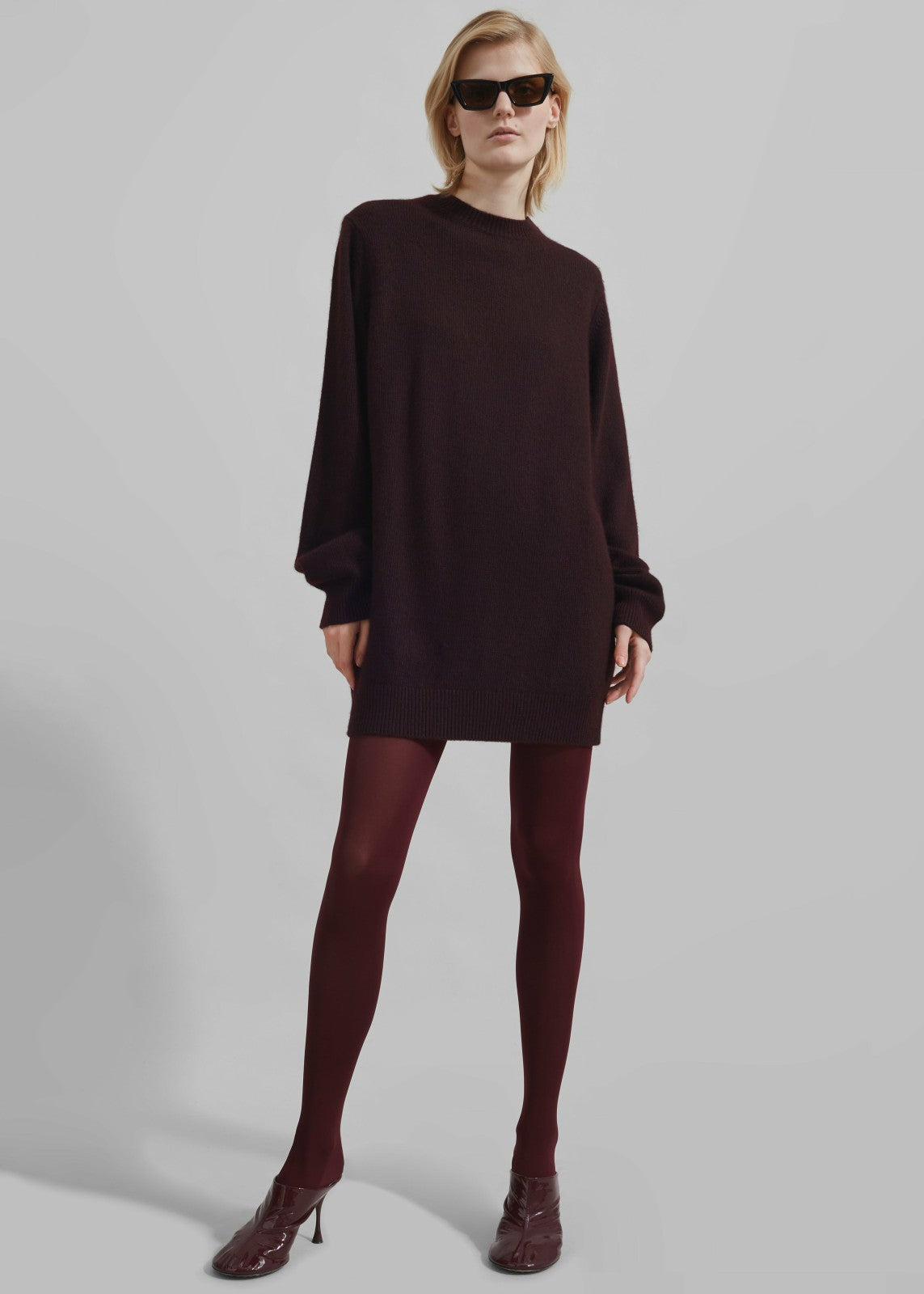 Maxime Knit Sweater Dress - Dark Plum