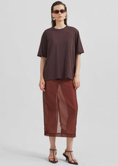 Calliope Semi Sheer Midi Skirt - Burgundy