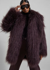 Miley Faux Fur Jacket - Dark Plum