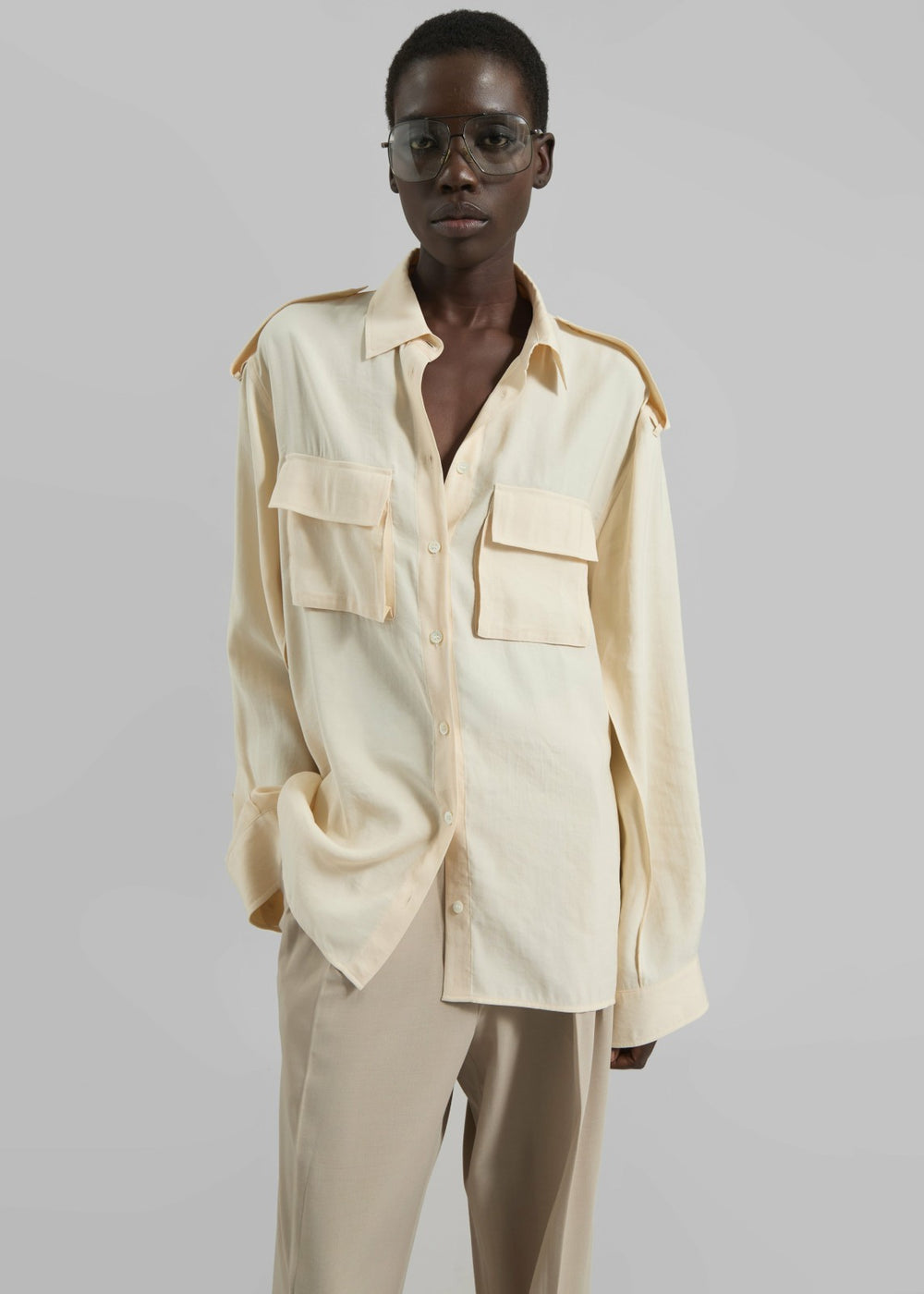 Marlon Button Up Shirt - Beige