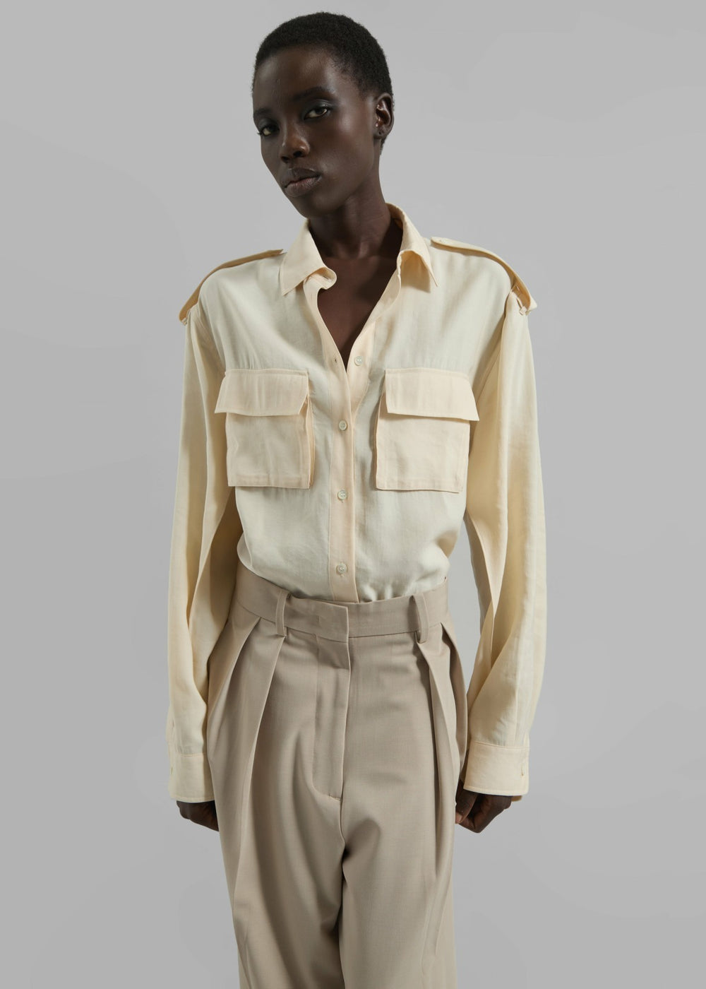 Marlon Button Up Shirt - Beige