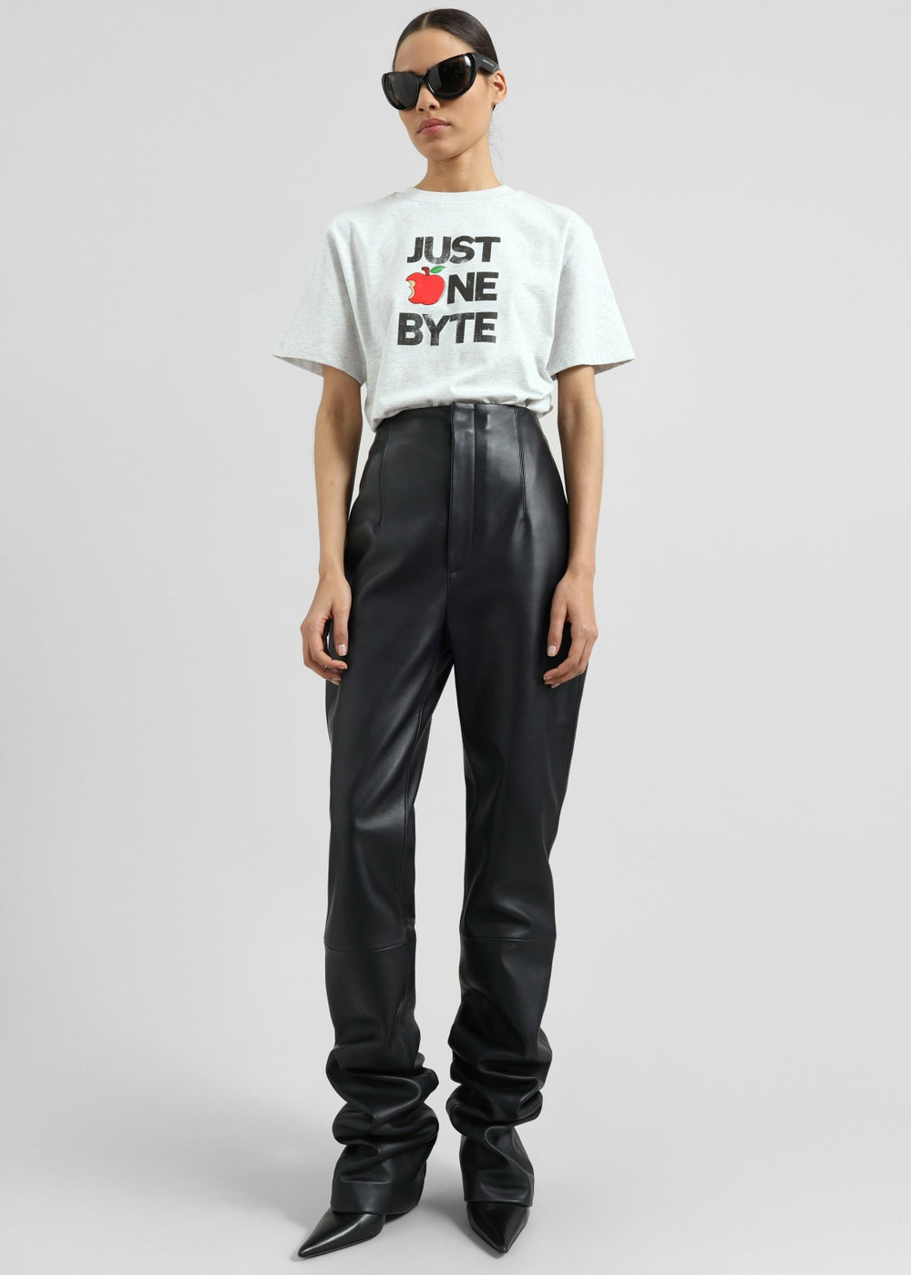 Ziggy Long Leather Pants - Black