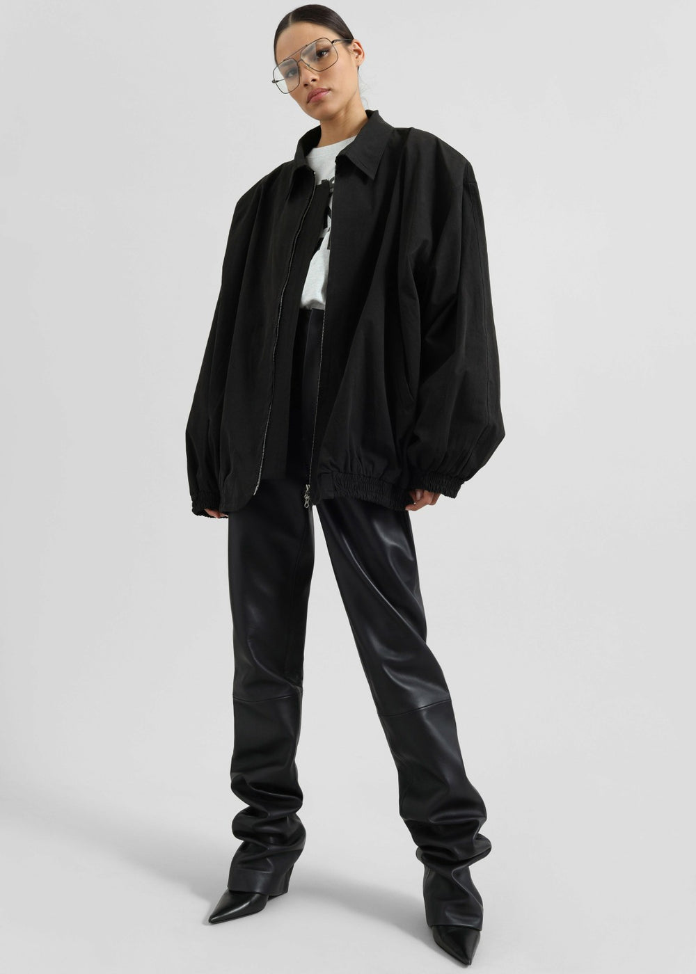 Ziggy Long Leather Pants - Black