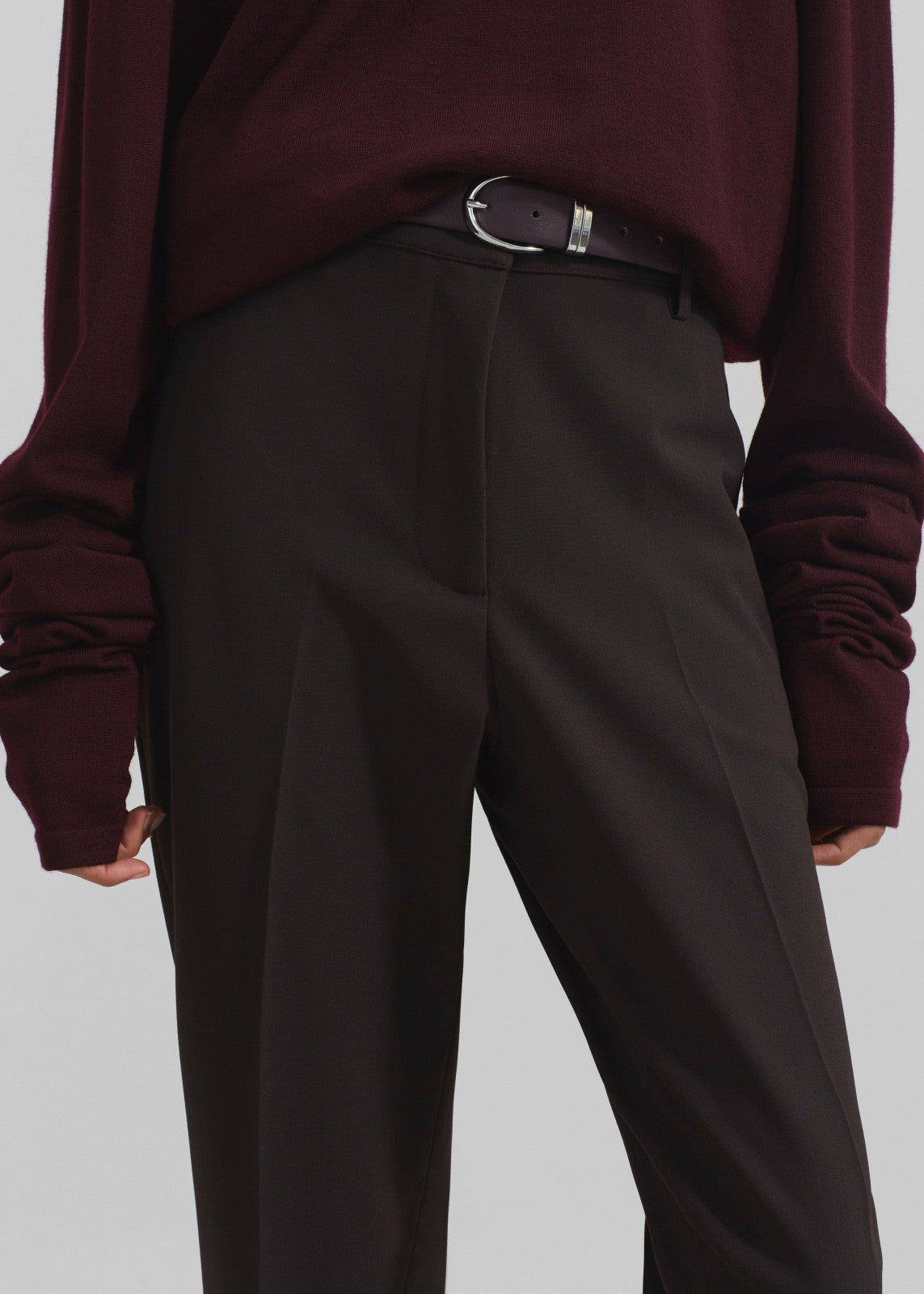 Ora Leather Belt - Plum/Silver