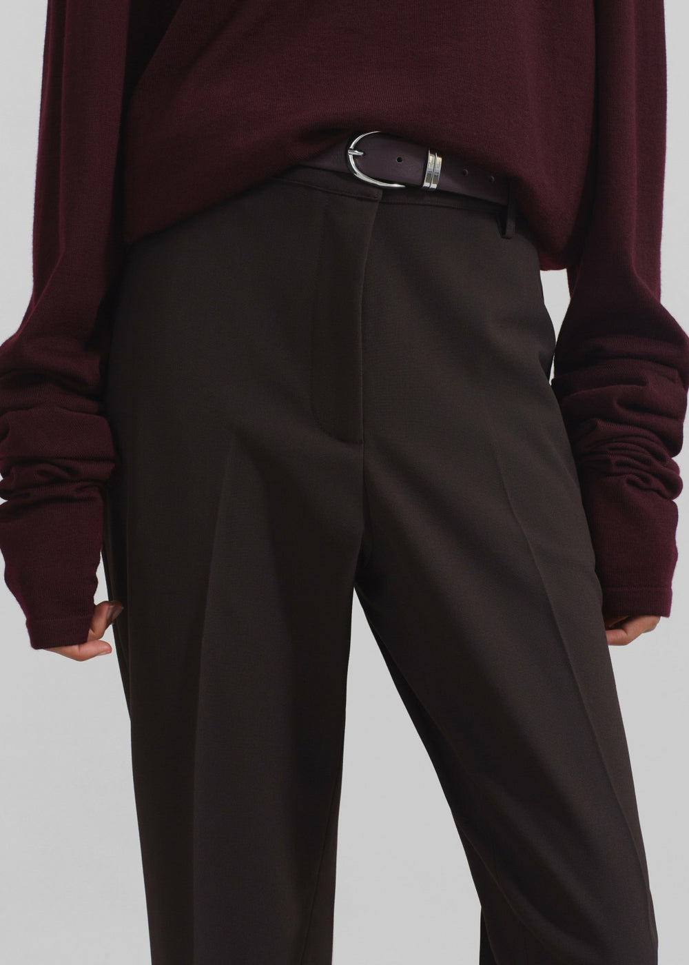 Ora Leather Belt - Plum/Silver