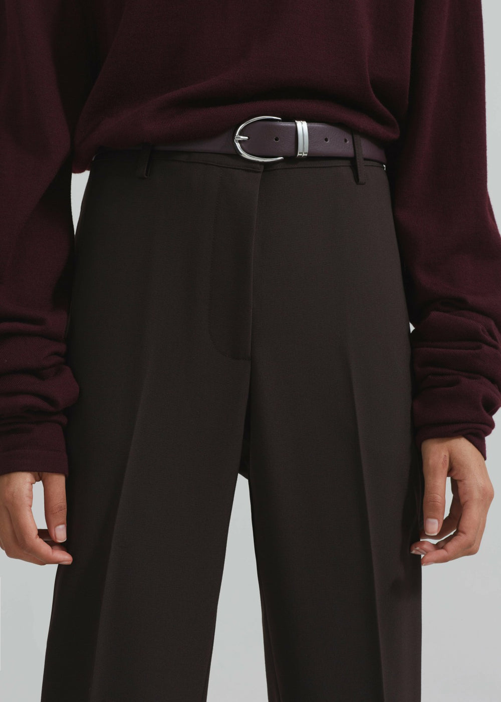 Ora Leather Belt - Plum/Silver