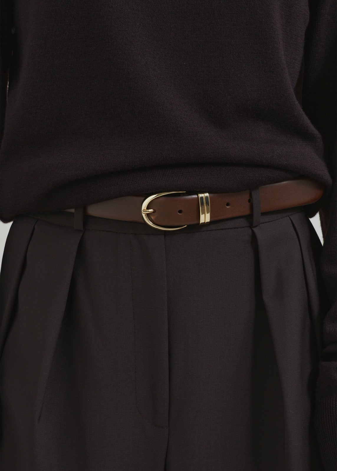 Ora Leather Belt - Brown/Gold