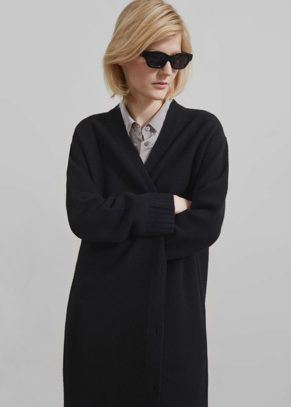 Emi Long Knit Cardigan - Black