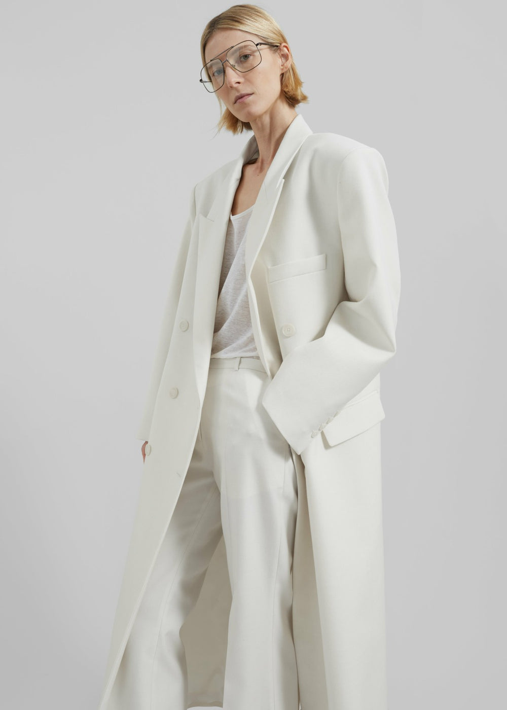 Jane Long Coat - White