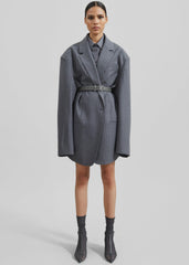 Ora Leather Belt - Grey/Silver