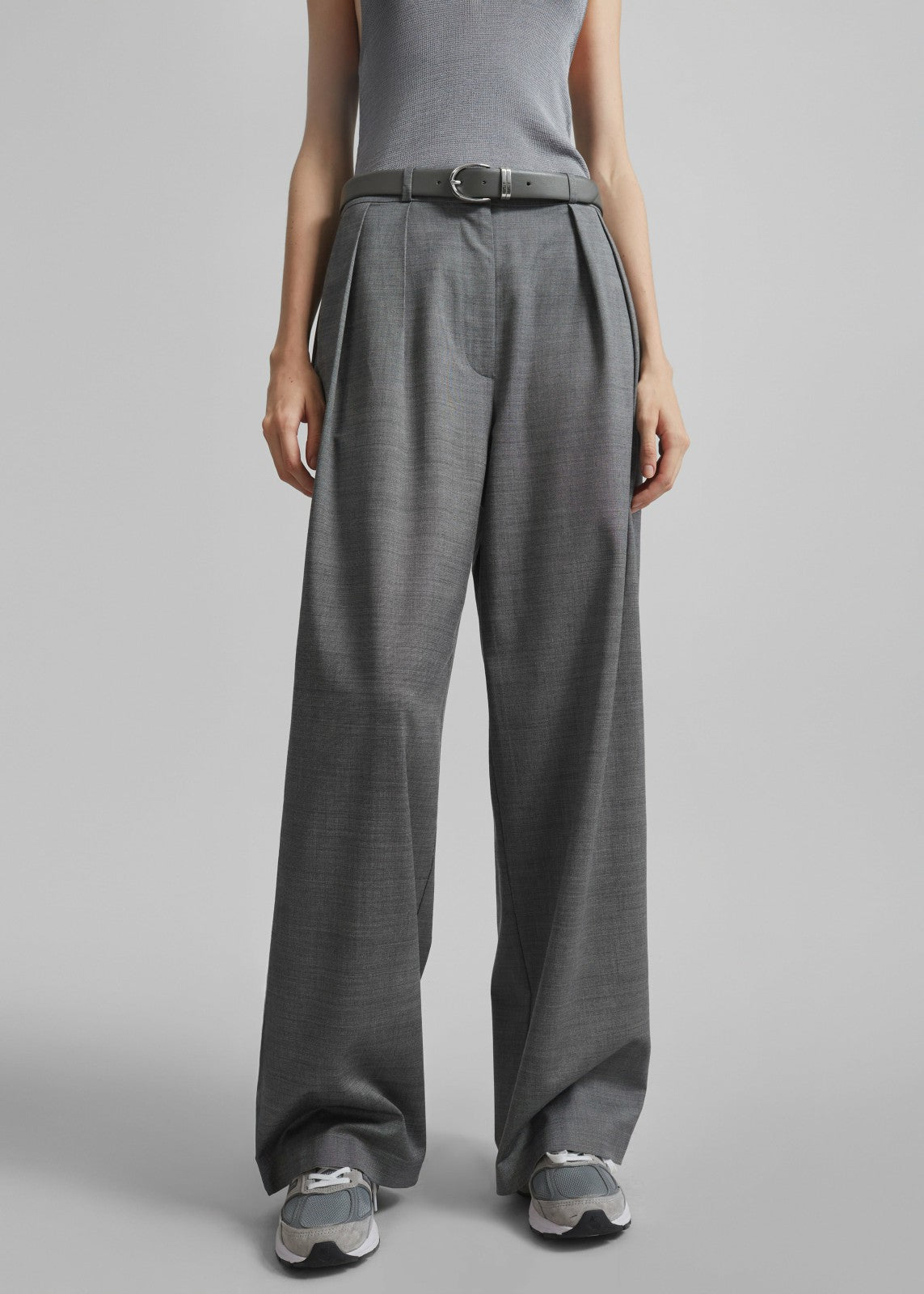 Ora Leather Belt - Grey/Silver