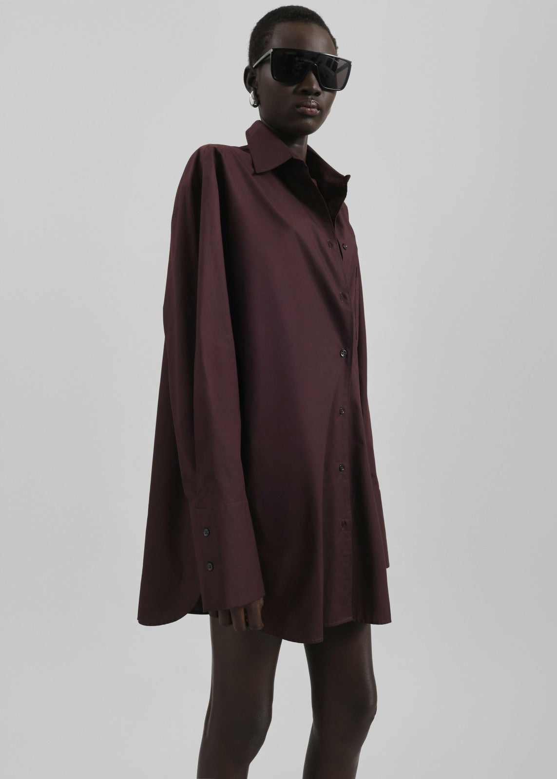Helen Organic Cotton Long Shirt - Dark Plum