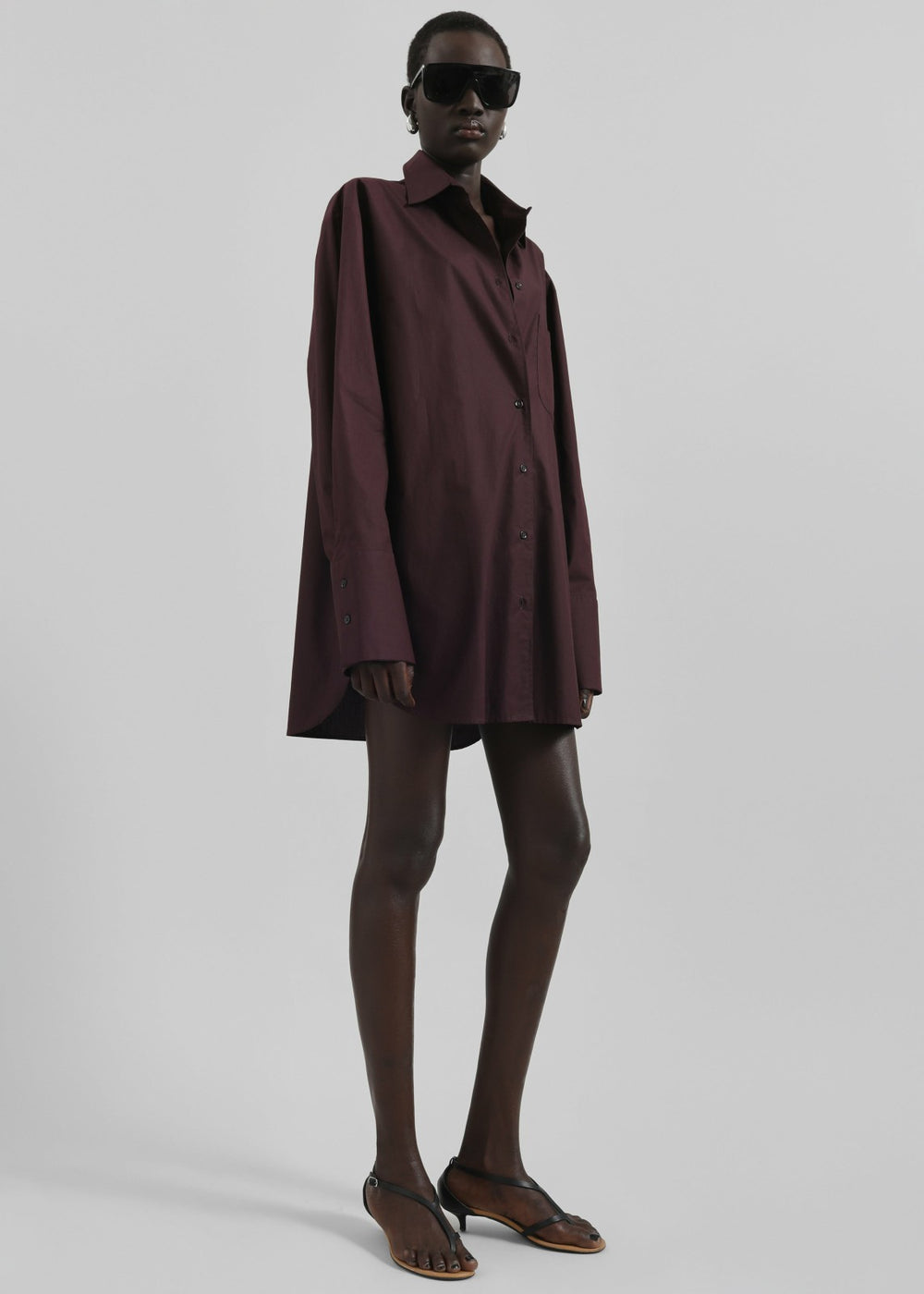 Helen Organic Cotton Long Shirt - Dark Plum