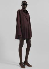 Helen Organic Cotton Long Shirt - Dark Plum