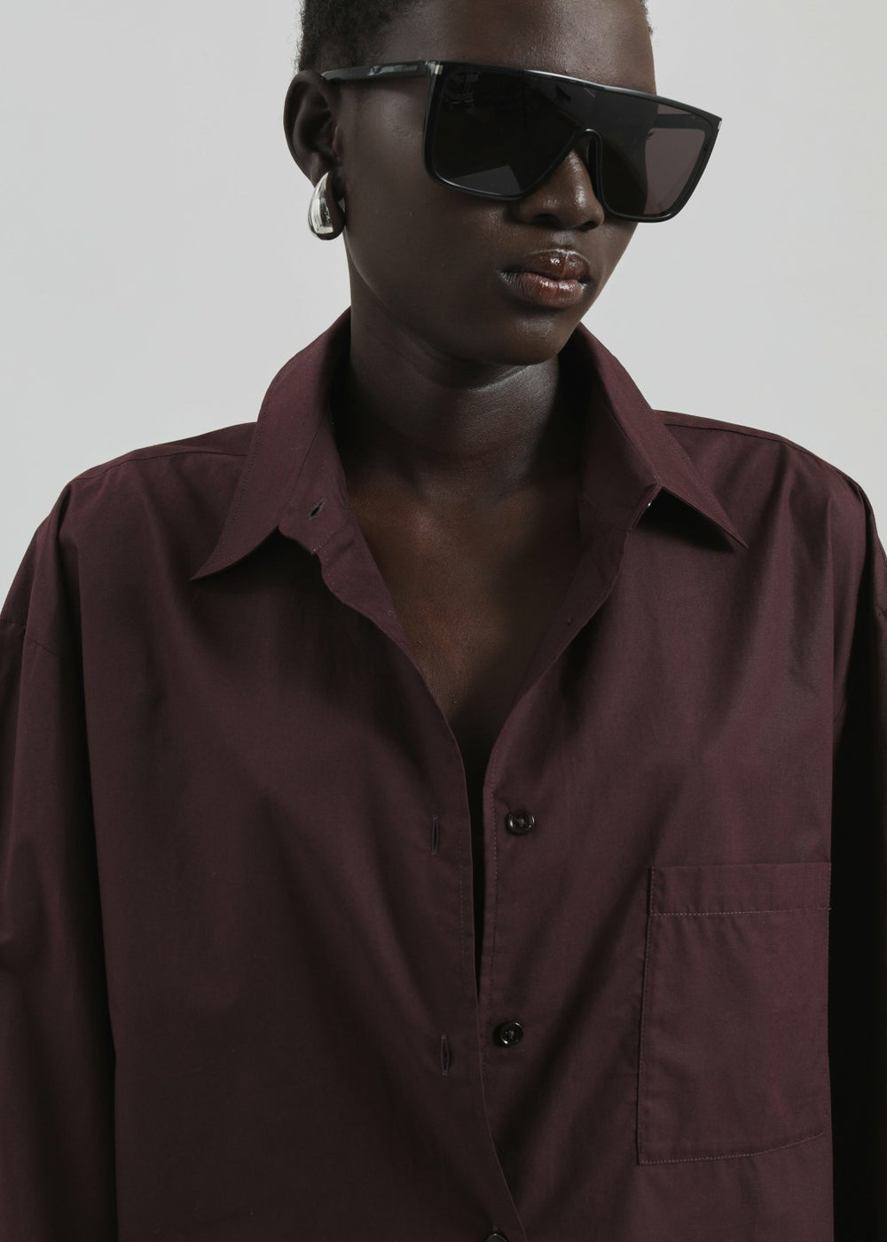 Helen Organic Cotton Long Shirt - Dark Plum