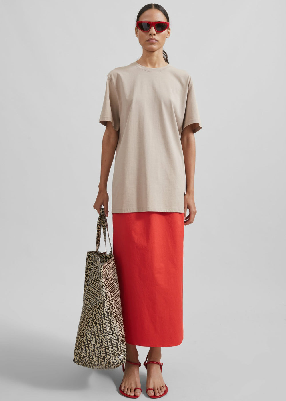 The Frankie Shop Oversized Tote - Black/Beige