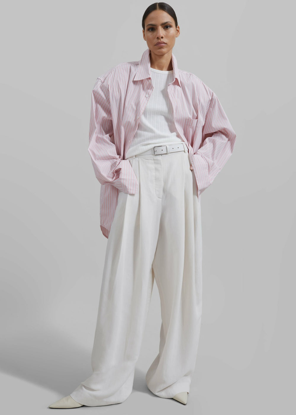 Cyrus Button Up Shirt - Pink/White Stripe