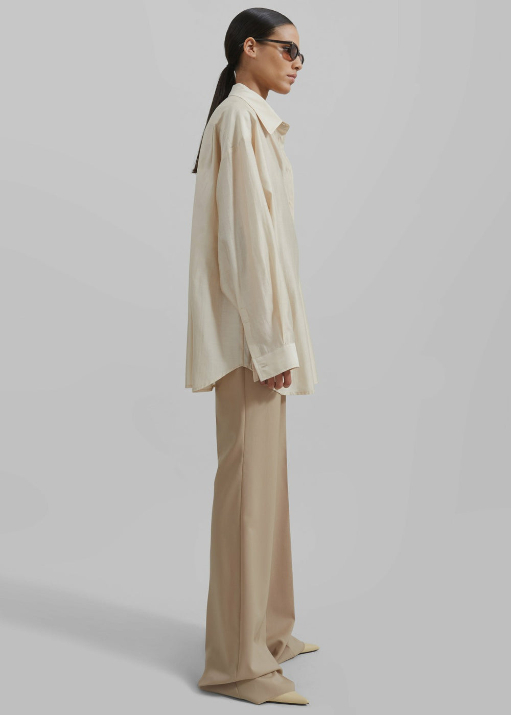 Ola Semi Sheer Button Up Shirt - Ivory