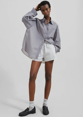Ira Semi Sheer Button Up Shirt - Grey