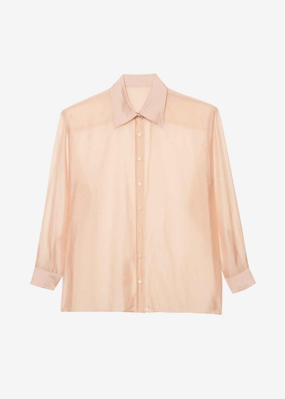 Nel Sheer Button Up Shirt - Pink