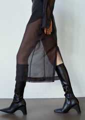 Peri Sheer Midi Skirt - Black